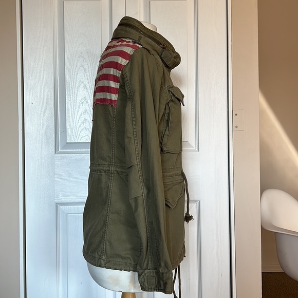 VTG Ralph Lauren Denim Supply Military American Flag Distress Jacket Medium M - Picture 2 of 9